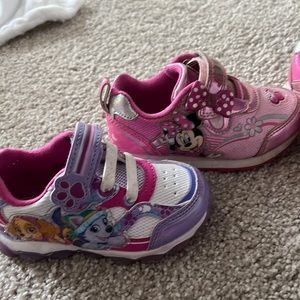 Minnie mouse and paw patrol sneakers size 6 both for $30 only wore it once